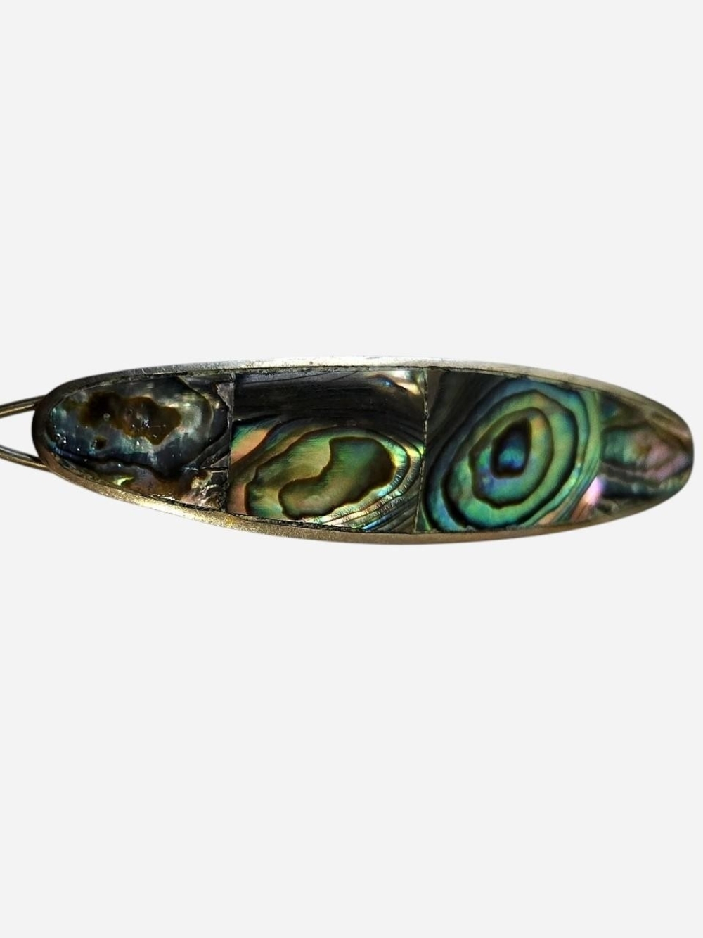 Vintage Abalone Inlay Oval Hair Barrette - Multicolor